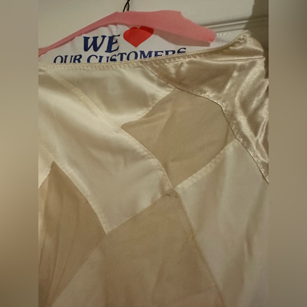 J. Crew Cream and White Satin Patchwork Midi Skirt - Picture 5 of 9